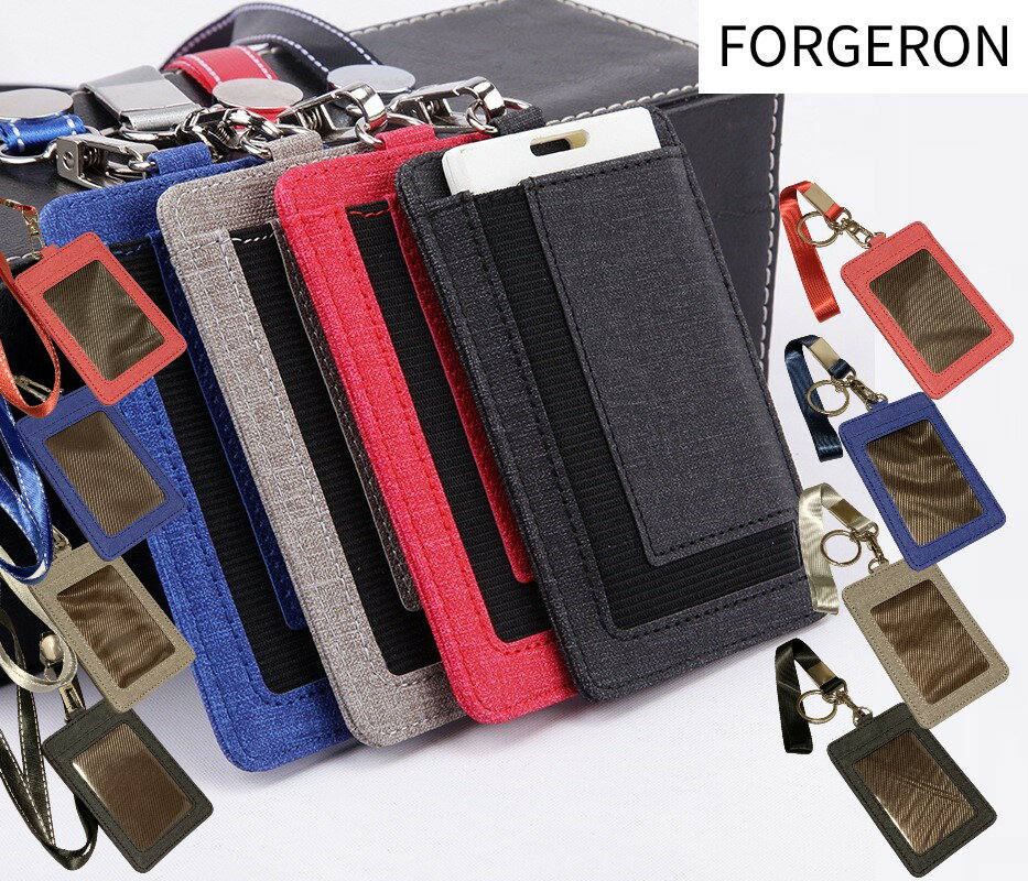FORGERON ゴムバンドポケットのパスケース [ネックストラップorハンドストラップ] PUレザー レディース..