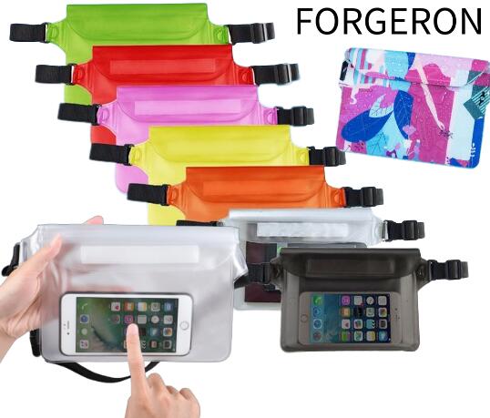 FORGERON 3wayスマホ防水ポシェット 防水ポーチ 防水バッグ 防水ショルダーバッグ 防水ケース 軽量 海 プール マジックテープ ポシェット iphone Android スマホポシェット スマホ入れ おしゃれ ユニセックス [155R]