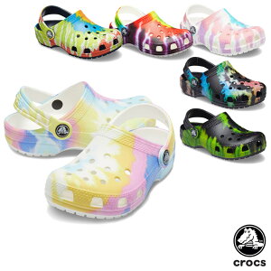 ŹP5ܰʾۥå CROCS 饷å   եå å å[ǥ] classic tie dye graphic clog k  ٥ӡ & å Ҷ [AA]