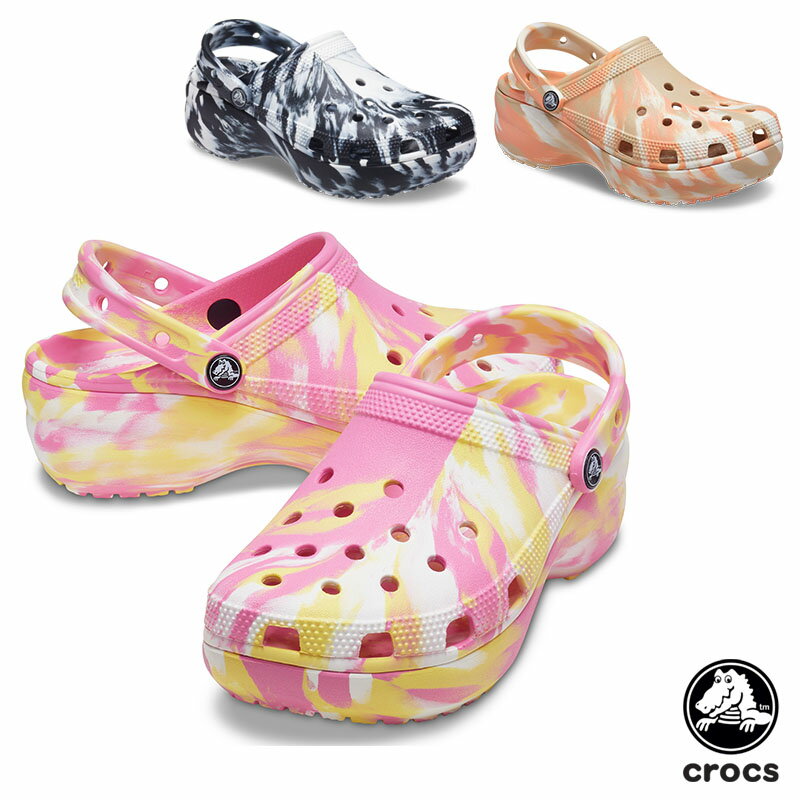 【セール中P5倍以上】クロックス CROCS クラシック プラットフォーム マーブル クロッグ classic platform clog レディース サンダル 厚底 女性用 [BB]