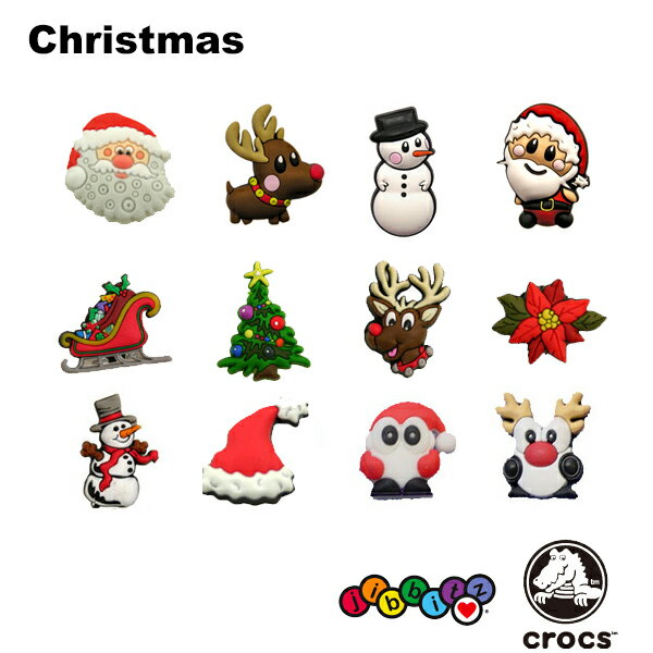 クロックス(CROCS)ジビッツ(jibbitz) クリスマス(Christmas) /クロックス/シューズアクセサリー/サンタ/トナカイ/雪だるま ゆうパケット可 [BLK] ゆうパケット可 [AA-2]