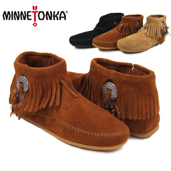 【アウトレット】ミネトンカ MINNETONKA コンチョ フェザー サイドジップブーツ スエードブーツ（Concho Feather SideZip BB