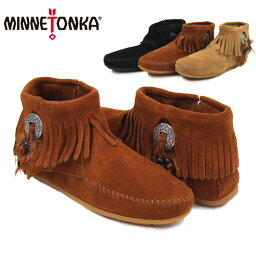 ミネトンカ ブーツ（レディース） 【アウトレット】ミネトンカ MINNETONKA コンチョ フェザー サイドジップブーツ スエードブーツ（Concho Feather SideZip [BB]