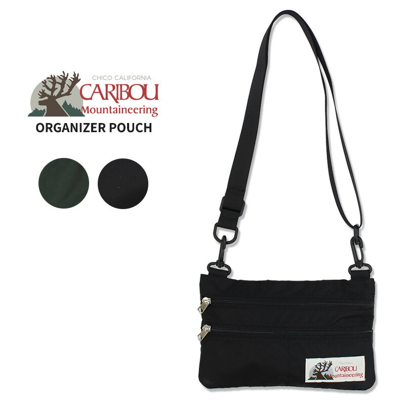 商品詳細 ブランドカリブーマウンテニアリング/CARIBOU Mountaineering モデル名ORGANIZER POUCH 品番CB8-AC-6/CB26S-02 生産国中国 素材本体:ポリエステル100% サイズH 17×W 25※メーカー表記参考 注意事項◇商品の画像につきましては、モニターやPCの設定によっては、実際の物と異なる場合がございます。 ご利用ガイド 検索キーワード：カリブーマウンテニアリング CARIBOUMOUNTAINEERING ポーチ サコッシュ メンズ レディース ユニセックス 夏 ナイロン リップストップ 2WAYバッグ ショルダーバッグ ミニバッグ 軽量 アウトドア ストリート カジュアル 小物入れ 収納バッグ デイリー ギフト プレゼント 誕生日 父の日 母の日 メーカー希望小売価格はメーカー商品タグに基づいて掲載しています。ORGANIZER POUCH 1974年創業、米カリフォルニア発のアウトドアブランド「CARIBOU Mountaineering」。独創的な配色と耐久性に優れたバックパックが代名詞で、クラシックな風合いと質実剛健な作りは、登山から街歩きまで世代を問わず幅広く愛されています。コーディネートに馴染むリップストップナイロン素材を使用した機能的な2WAYアイテム。 程よいハリ感のある素材により型崩れしにくく、耐久性と軽さを両立。 ジェンダーレスなデザインでデイリーからアウトドアまで活躍し、機能性とデザイン性を兼ね備えた実用的なアイテムです。 ショルダーストラップを付ければサコッシュとして、取り外せばポーチとして使える汎用性の高い仕様です。 内部は仕切りが充実しており、コンパクトながら整理しやすい設計。別売りのNIGHT CRAWLERにドッキングできる拡張性も魅力です。 ＞＞＞＞　CARIBOUの商品一覧はこちらから　＜＜＜＜