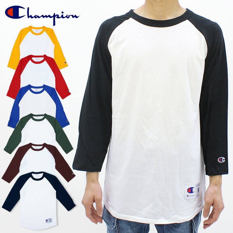 チャンピオン Champion ラグラン ベースボール Tシャツ 5.2oz Raglan Baseball Tee t1397 メンズ 7分袖 Tシャツ [AA-2]