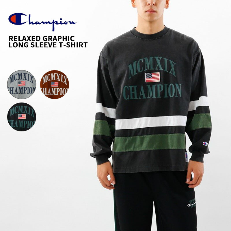チャンピオン メンズ 長袖Tシャツ Champion リラックス グラフィック 長袖Tシャツ ヴィンテージ ロングTシャツ トップス C3-C411