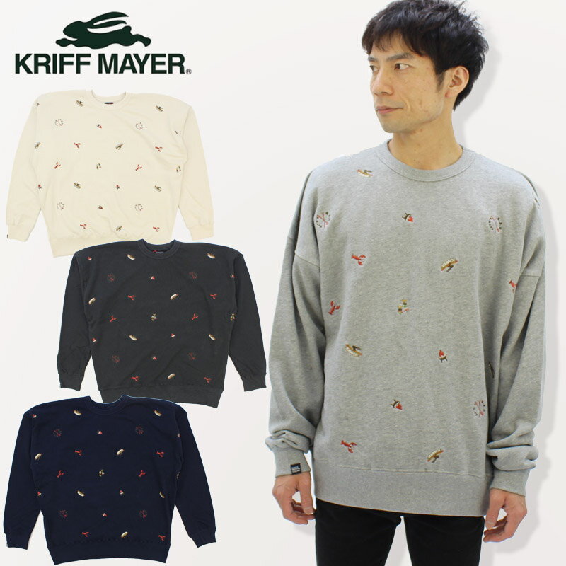 American Casual - クリフメイヤー KRIFF MAYER 裏毛 BIG スウェット 総刺繍 メンズ クルースウェット 長袖 2123103