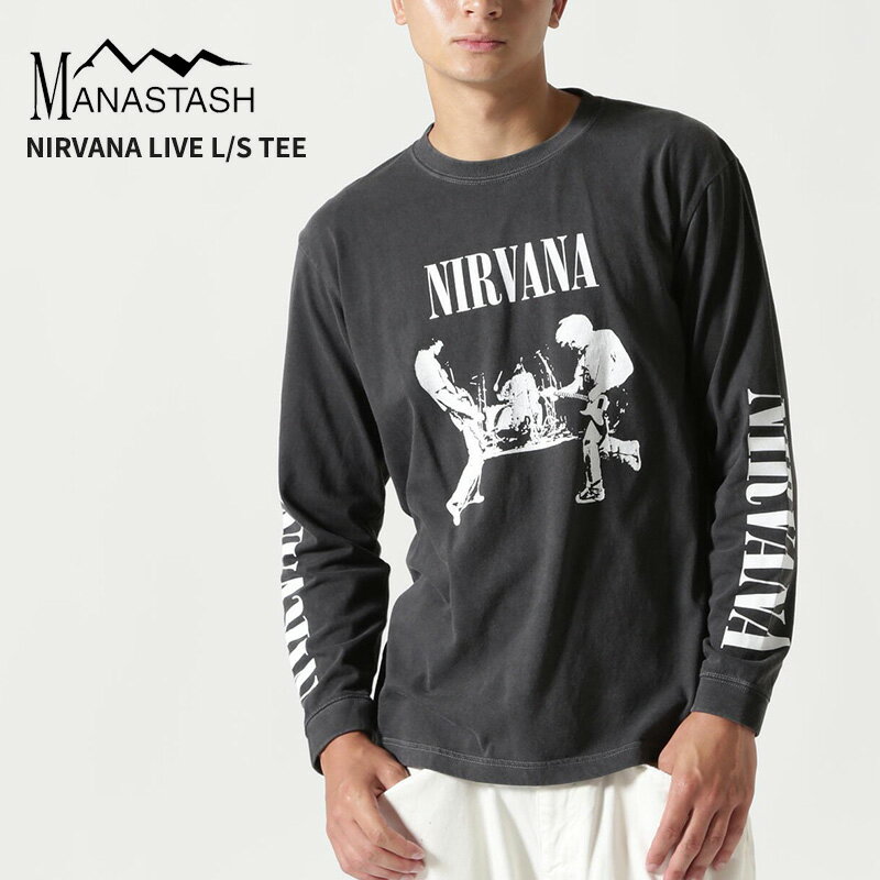 マナスタッシュ メンズ 長袖 バンドTシャツ ロックTシャツ MANASTASH ニルヴァーナ コラボ NIRVANA LIVE L/S TEE トップス カットソー ロンT ニルバーナ 792-5930004