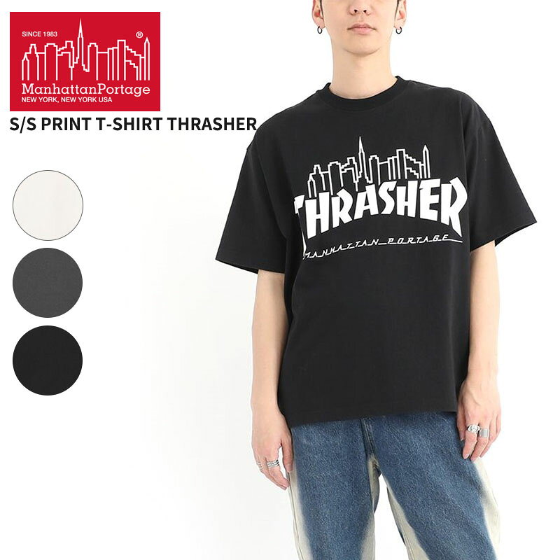 Rakuten - マンハッタン ポーテージ スラッシャー コラボ 半袖Tシャツ Manhattan Portage S/S Print T-Shirt THRASHER MP-M614 プリントTシャツ