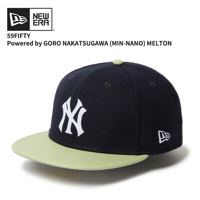 Rakuten - ニューエラ メンズ キャップ 帽子 NEW ERA 59FIFTY Powered by GORO NAKATSUGAWA（MIN-NANO） ニューヨーク・ヤンキース メルトン ネイビー ライトグリーンバイザー 帽子 アメカジ ストリート 14703383