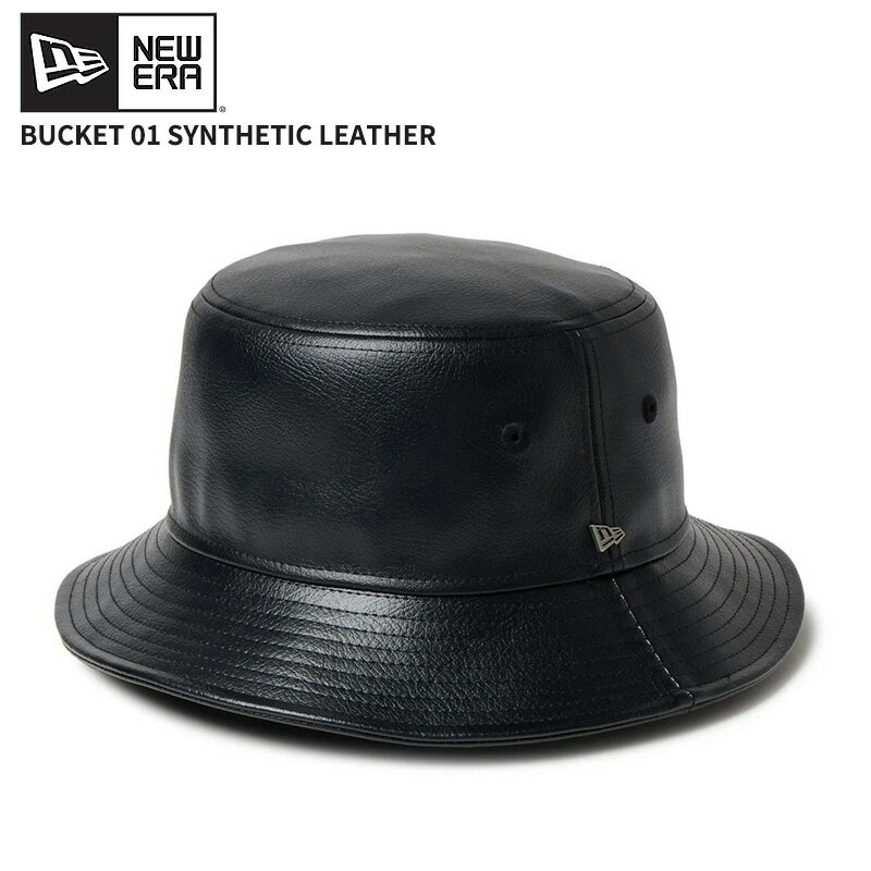 ニューエラ メンズ バケハ レディース 帽子バケット01 Synthetic Leather シンセティックレザー ブラック 14667749