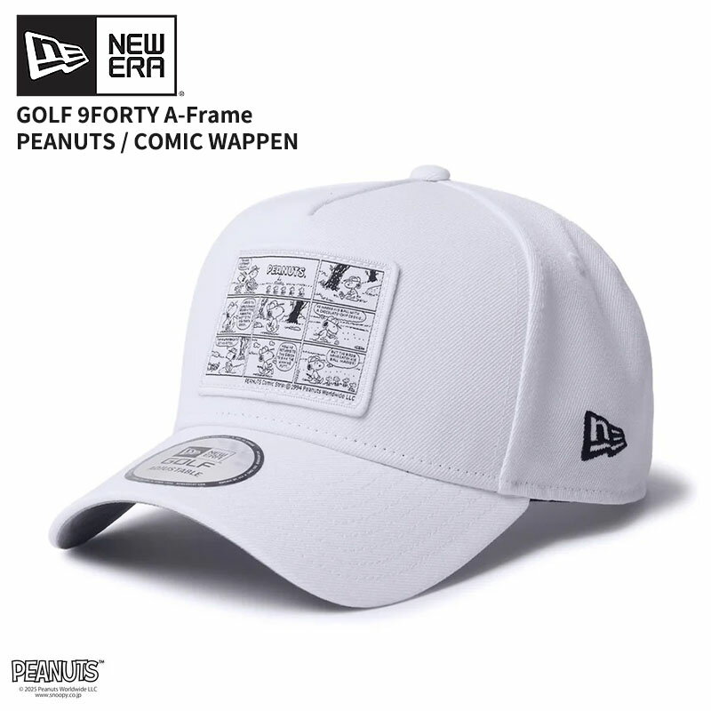 ニューエラ メンズ ゴルフキャップ レディース NEW ERA 9FORTY A-Frame PEANUTS ピーナッツ COMIC WAPPEN ホワイト スヌーピー ゴルフ 帽子 14682550
