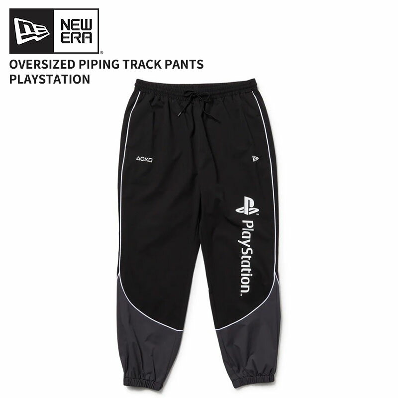 ニューエラ メンズ トレーニングパンツ NEW ERA オーバーサイズド パイピング トラックパンツ PlayStation プレイステーション ブラック パフォーマンスアパレル 14693218