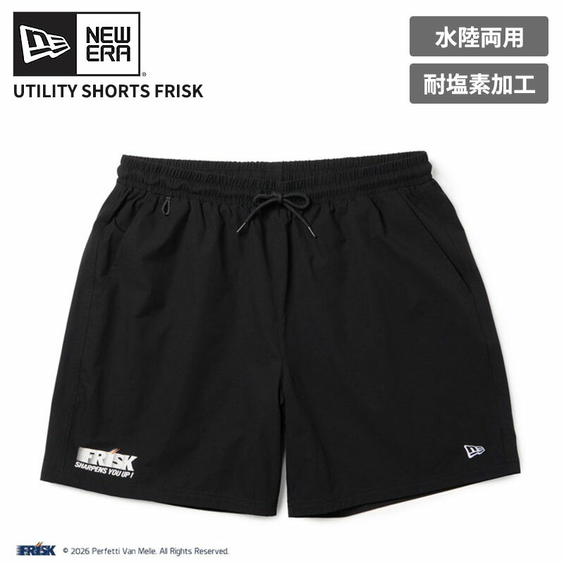 ニューエラ メンズ ショートパンツ 水陸両用 耐塩素加工 サーフパンツ NEW ERA ユーティリティー ショートパンツ FRISK フリスク ブラック M L XL ハーフパンツ 半ズボン 14864377