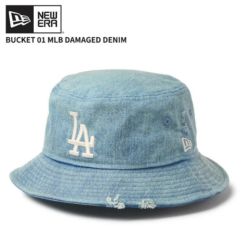 Rakuten - ニューエラ メンズ バケットハット バケハ レディース NEW ERAバケット01 MLB Damaged Denim ロサンゼルス・ドジャース ネイビー 帽子 ハット 14744778