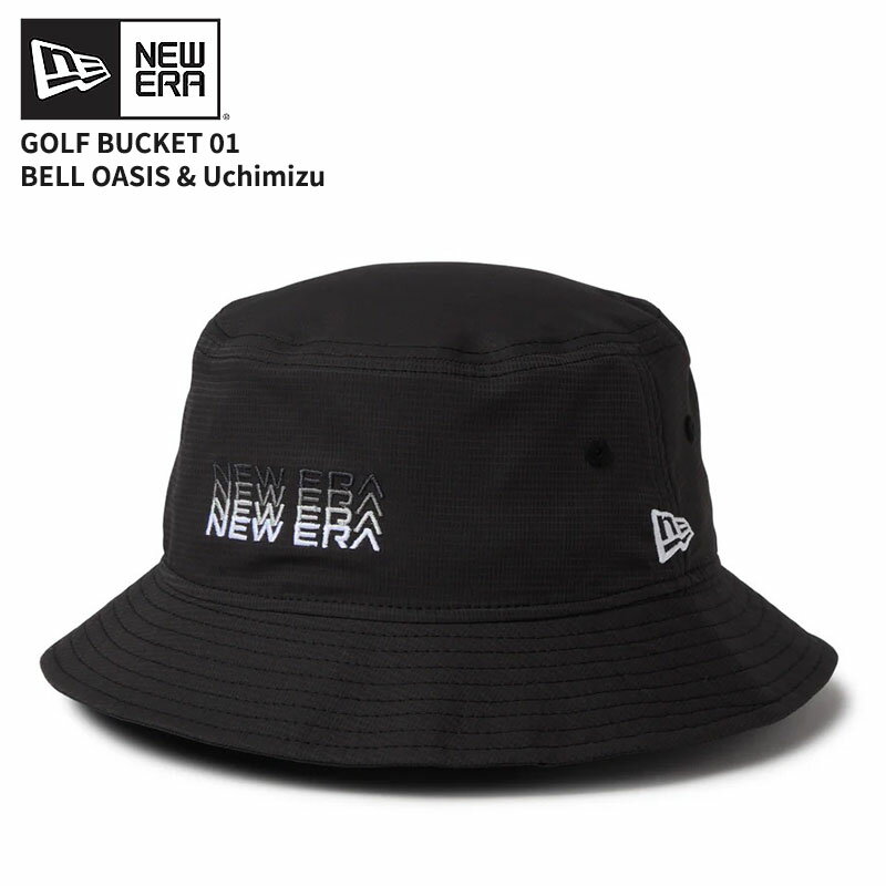 Rakuten - ニューエラ ゴルフ バケットハット バケハ レディース 帽子 NEW ERA バケット01 BELL OASIS & Uchimizu ブラック 14747192 紫外線対策 ネコポス送料無料