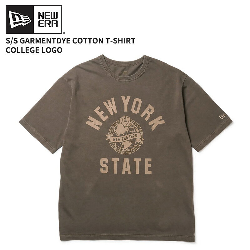 Rakuten - ニューエラ メンズ ロゴTシャツ レディース 半袖Tシャツ NEW ERA 半袖 ガーメントダイ コットン Tシャツ College Logo ブラウン トップス カットソー 14856692