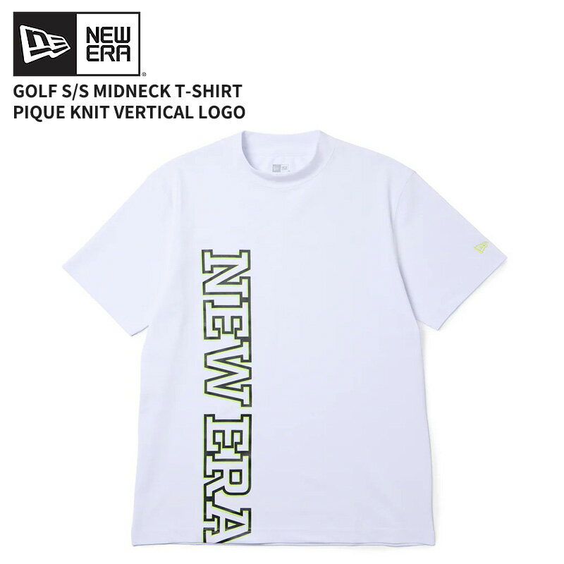 Rakuten - ニューエラ 半袖Tシャツ モックネック 半袖Tシャツ NEW ERA 半袖 ミッドネック Tシャツ 鹿の子 Vertical Logo ホワイト ゴルフ カットソー トップス 14859920
