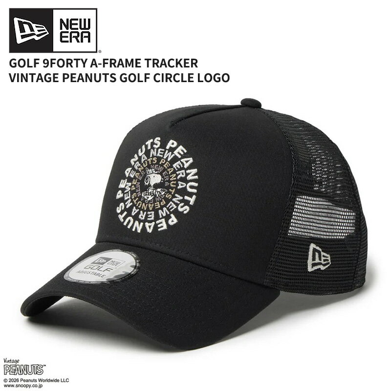 Other - ニューエラ ゴルフ メンズ キャップ 帽子 レディース NEW ERA 9FORTY A-Frame トラッカー Vintage PEANUTS ピーナッツ GOLF Circle ロゴ ブラック 抗菌 14865323