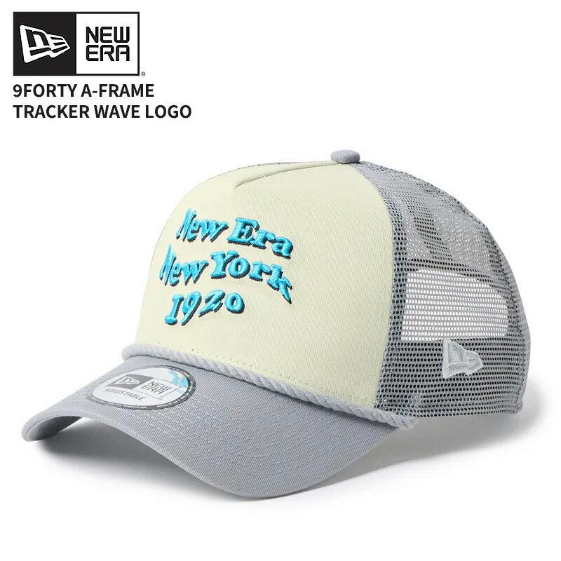 Rakuten - ニューエラ メンズ メッシュキャップ 帽子 レディース NEW ERA 9FORTY A-Frameトラッカー Wave Logo クロームホワイト/グレー スナップバック 14744860