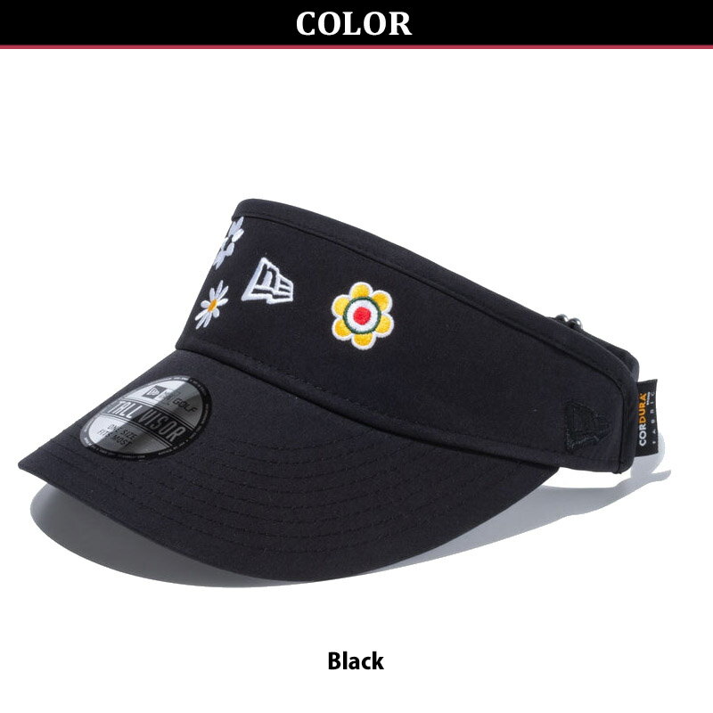 ニューエラ NEW ERA WOMENS トールバイザー CORDURA made with COOLMAX fabric コーデュラ フラッグロゴ Black ゴルフ サンバイザー 帽子 13517802