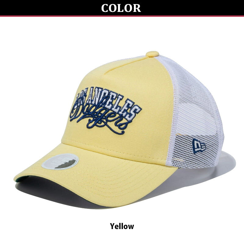 ニューエラ レディース ゴルフ キャップ NEW ERA WOMENS 9FORTY A-Frame トラッカー ロングバイザー Los Angels Dodgers イエロー 13517810