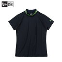 ニューエラ ゴルフ 半袖Tシャツ NEW ERA Women's 半袖 鹿の子 ミッドネック パフォーマンス ネイビー × イエローグリーン ゴルフ トップス ...