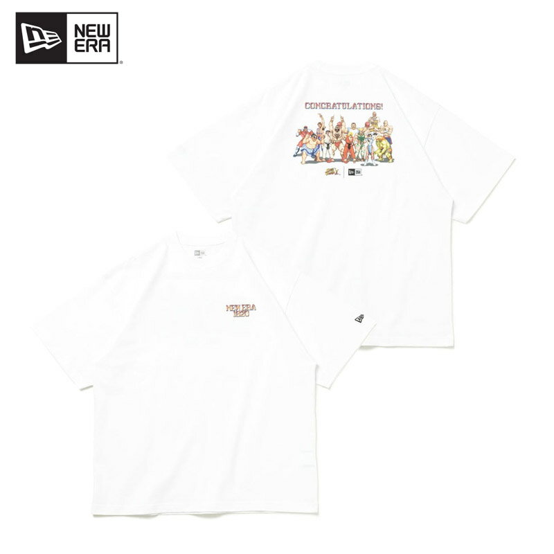 ニュー エラ NEW ERA 半袖 オーバーサイズド コットン Tシャツ STREET FIGHTER II ストリートファイターII CONGRATULATIONS ホワイト トップス カットソー 