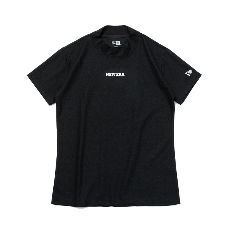 ニューエラ ゴルフ 半袖Tシャツ NEW ERA Womens 半袖 鹿の子 ミッドネック パフォーマンス Vertical Logo ブラック ゴルフ トップス レディース 14108985