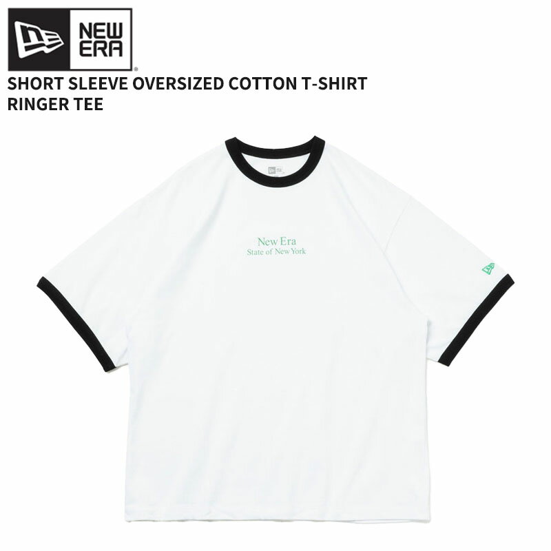 Rakuten - ニューエラ 半袖Tシャツ NEW ERA 半袖 オーバーサイズド コットン Ringer Tee ホワイト/ブラック トップス Tシャツ カットソー 14121869 ネコポス送料無料