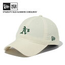 ニューエラ キャップ NEW ERA 9TWENTY Essential オークランド・アスレチックス サマー コーデュロイ クロームホワイト/グリーン 帽子 ...