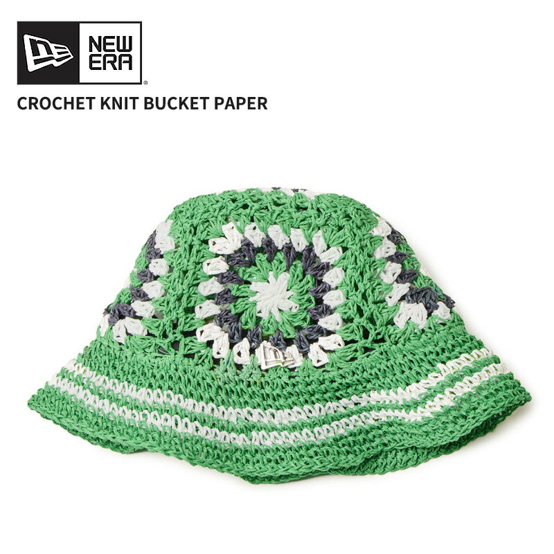 ニューエラ レディース ニット バケハ 帽子 NEW ERA クロシェ ニットバケット ペーパー グリーン/ホワイト/ネイビー 春夏 14388393