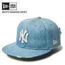 ニューエラ ユニセックス デニム キャップ 帽子 ダメージ加工 NEW ERA 59FIFTY Damaged Series ニューヨーク・ヤンキース ウォッシ...