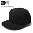 ニューエラ ユニセックス キャップ 帽子 ダメージ加工 NEW ERA 59FIFTY Damaged Series ロサンゼルス・ドジャース ブラック 帽子 フラットバイザー 14388856