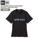 ニューエラ ゴルフウエア レディース 半袖Tシャツ リブ カットソー NEW ERA Women's 半袖 リブ ミッドネック Tシャツ パームツリー ブラック...