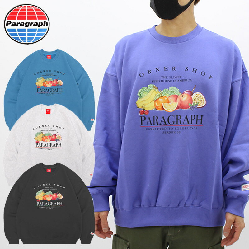 【セール中P5倍以上】パラグラフ paragraph FRUIT LOGO CREW SWEAT NO.08-028 フルーツ ロゴ クルー スウェット トレーナー メンズ レディース カットソー AA