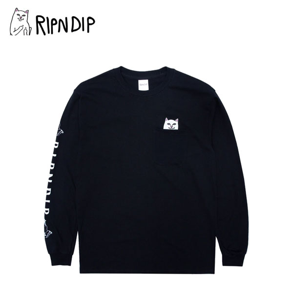 リップンディップ RIPNDIP Lord Nermal Pocket L/S Black 長袖 Tシャツ ロングスリーブ メンズ 