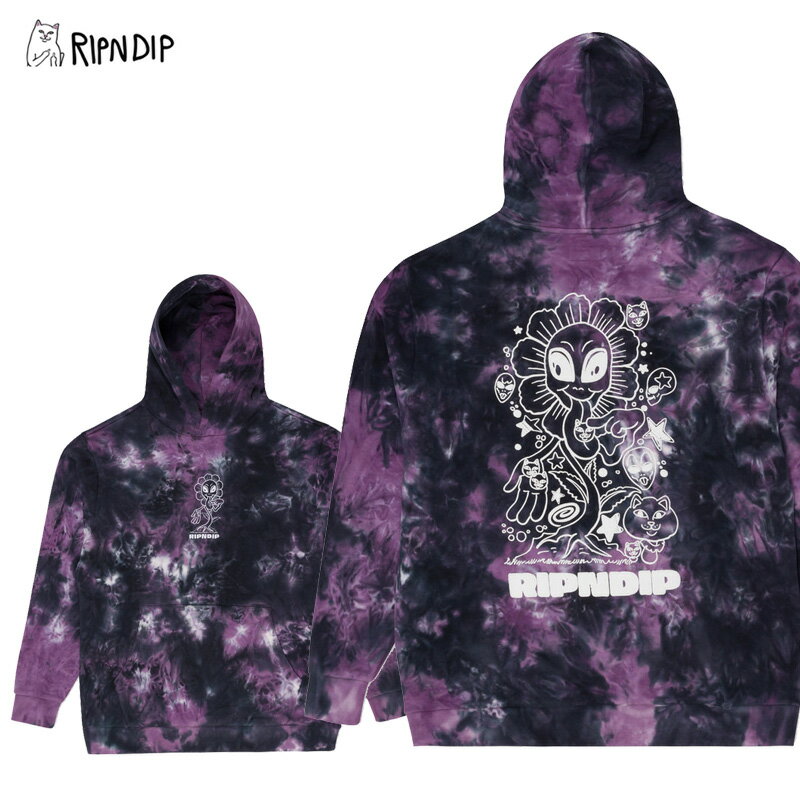 リップンディップ メンズ プリント タイダイ パーカー RIPNDIP Dance Forever Hoodie Orchid Tie Dye スウェット フード プルオーバー パーカー 男性 メンズ rnd9739
