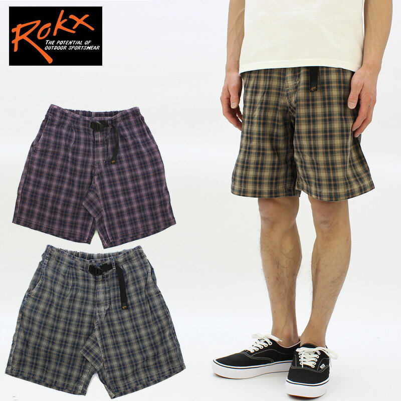 ڥP5ܰʾۥå ROKX INDIGO CHECK SHORT ǥå 硼ȥѥ ϡեѥ   [AA]