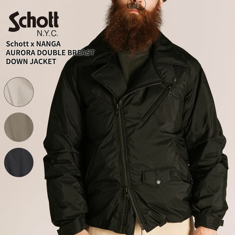 ショット×ナンガ メンズ ダウンジャケット Schott x NANGA オーロラ ダブルブレス...