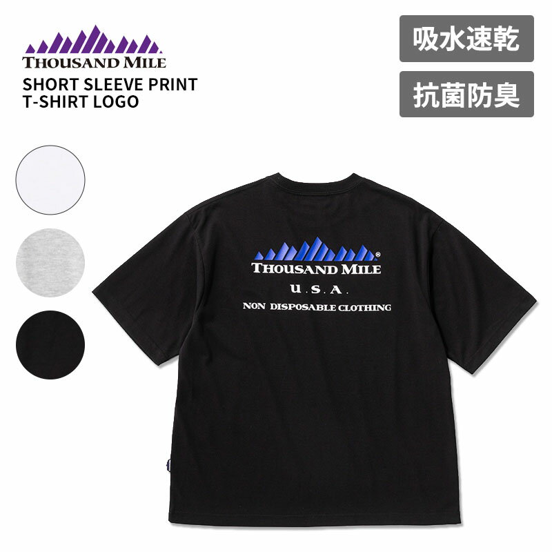 Rakuten - サウザンド マイル メンズ 半袖Tシャツ レディース 無地Tシャツ THOUSAND MILE ショートスリーブ Tシャツ SHORT SLEEVE PRINT T-SHIRT LOGO TM261TC00460 ネコポス送料無料