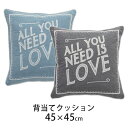 【最大1000円OFFクーポン配布中】 45×45cm クッション 背当てクッション ブルー グレー おしゃれ カジュアル 大人カワイイ 45角 送料無料 北欧...