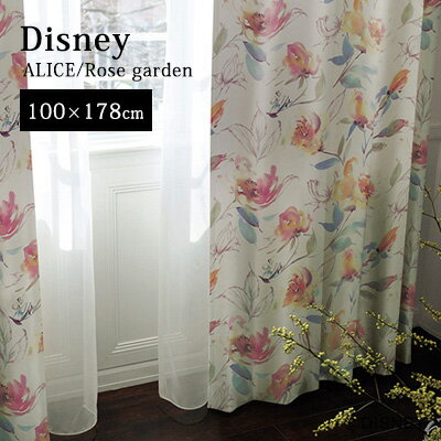 【最大1000円OFFクーポン配布中】 カーテン 既製カーテン 既製サイズ ドレープカーテン 厚手カーテン 遮光2級 洗える 形状記憶 日本製 ALICE IN WONDERLAND ディズニー disney スミノエ おしゃれ neore / ALICE (アリス) アリス ローズガーデン 100×178cmのサムネイル