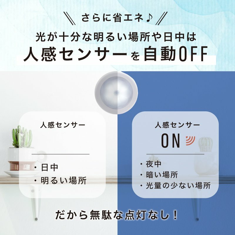 【送料無料】人感センサーライトLED3個セット電池式室内簡単取り付け玄関階段廊下天井照明足元灯自動点灯感知省エネ