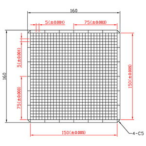 ガラスキャリブレーションプレート グリッド　白色・つや有り 外形160x160mm