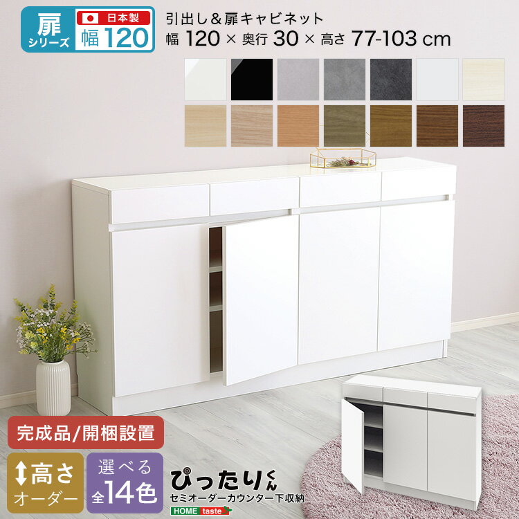 【扉シリーズ】セミオーダーカウンター下収納ぴったりくん キャビネット 幅120cm×奥行30cm