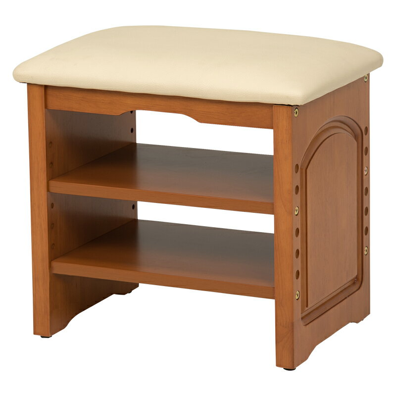 玄関ベンチ　VH-7100LBR 幅41cm 2段棚 玄関 押入れ収納 棚付き 収納ベンチ 靴 スリッパ スリム設計 省..