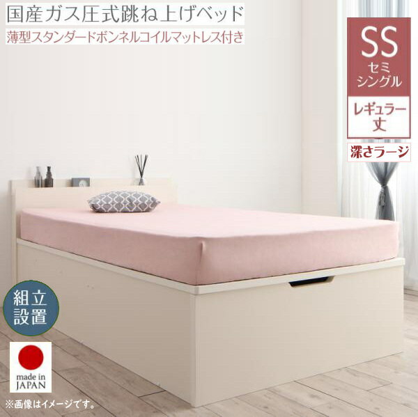 樂天商城 - 組立設置付 クローゼット跳ね上げベッド aimable エマーブル 薄型スタンダードボンネルコイルマットレス付き 縦開き セミシングル レギュラー丈 深さラージ