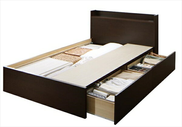 樂天商城 - 組立設置付 連結 棚・コンセント付すのこ収納ベッド Ernesti エルネスティ ベッドフレームのみ Aタイプ セミダブル (2杯引出しタイプ) 天然木 すのこ仕様 夏は爽やか、冬は暖か　国産フレーム 安心設計 大容量収納