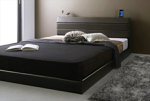 棚・コンセント付きレザーすのこベッ...